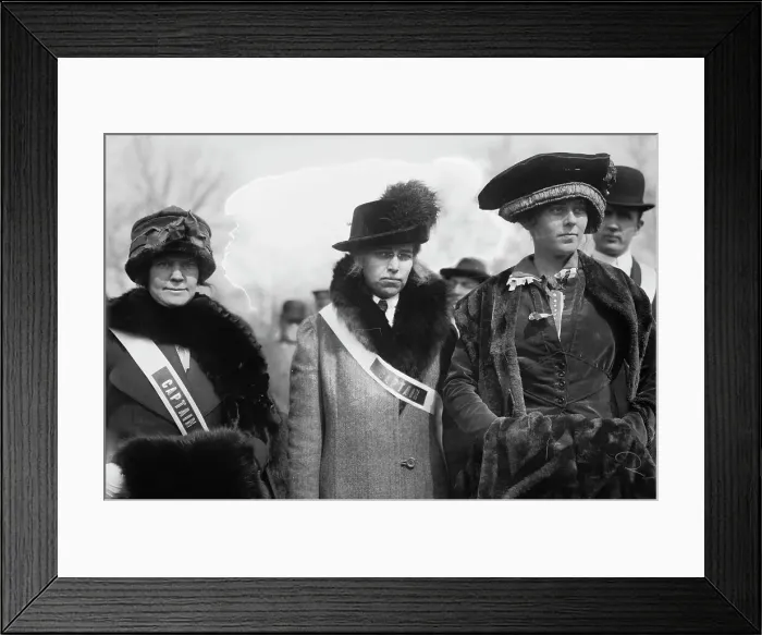 Framed Print : Suffrage parade - Mrs. Mary Bair, Mr[s]. W. Albert Wood, and Mrs. R.S. [i.e. Richard Coke]... 1913 Creator: Bain News Service