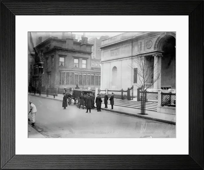 Framed Print : J.P. Morgan's body taken from his library, between c1910 and c1915. Creator: Bain News Service Framed Print : J.P. Morgan's body taken from his library, between c1910 and c1915. Creator: Bain News Service