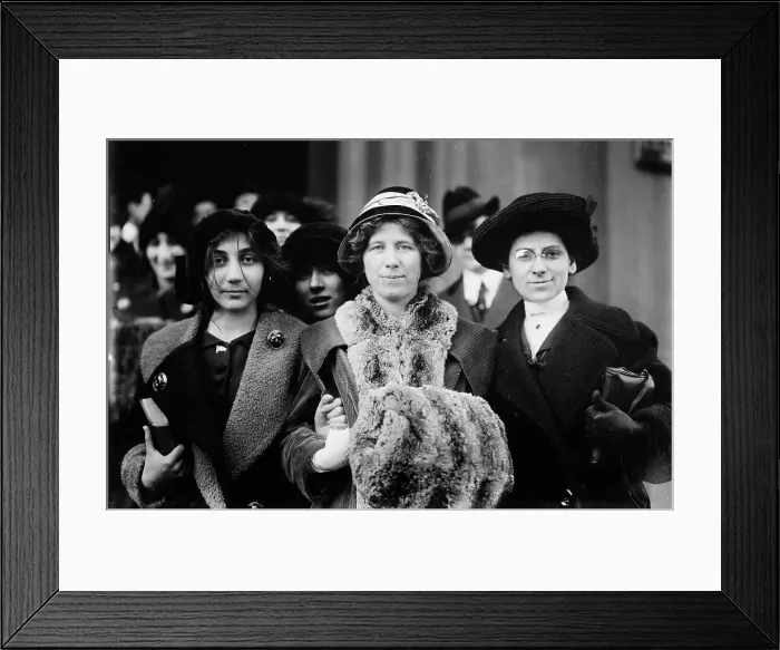 Framed Print : 14-yr. old striker, Fola La Follette, and Rose Livingston, 1913. Creator: Bain News Service Framed Print : 14-yr. old striker, Fola La Follette, and Rose Livingston, 1913. Creator: Bain News Service