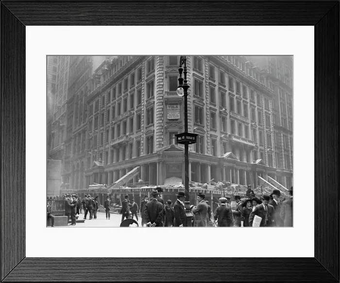 Framed Print : Tearing down Morgan bldg. 1913. Creator: Bain News Service Framed Print : Tearing down Morgan bldg. 1913. Creator: Bain News Service