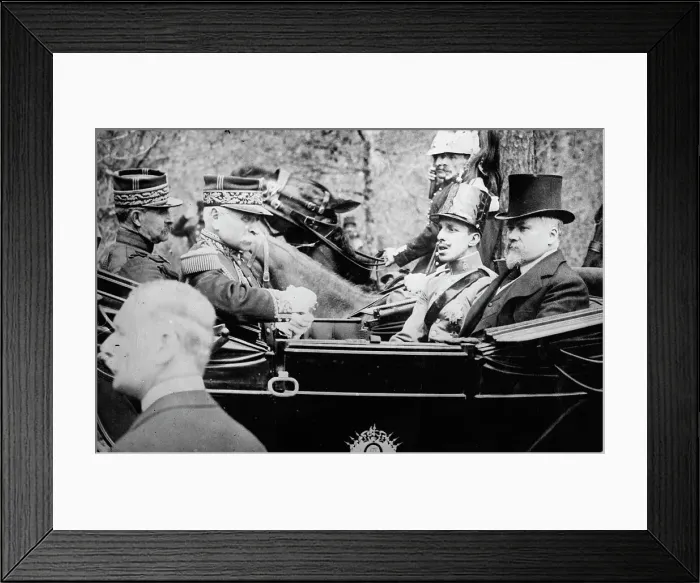 Framed Print : Beaudemoulin, King of Spain, Poincare, 1913. Creator: Bain News Service Framed Print : Beaudemoulin, King of Spain, Poincare, 1913. Creator: Bain News Service