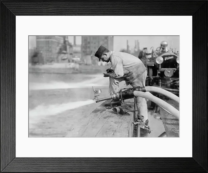 Framed Print : Testing fire engines, 1913. Creator: Bain News Service Framed Print : Testing fire engines, 1913. Creator: Bain News Service
