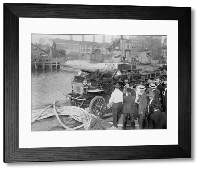 Framed Print : Motor fire engine, 1913. Creator: Bain News Service Framed Print : Motor fire engine, 1913. Creator: Bain News Service