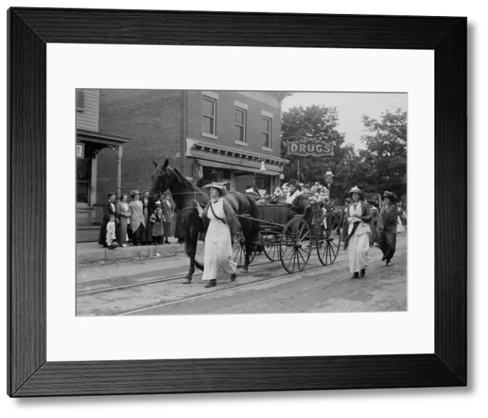 Framed Print : Oldest suffragette - Mrs. Rhoda Glover in Pageant, 1913. Creator: Bain News Service Framed Print : Oldest suffragette - Mrs. Rhoda Glover in Pageant, 1913. Creator: Bain News Service
