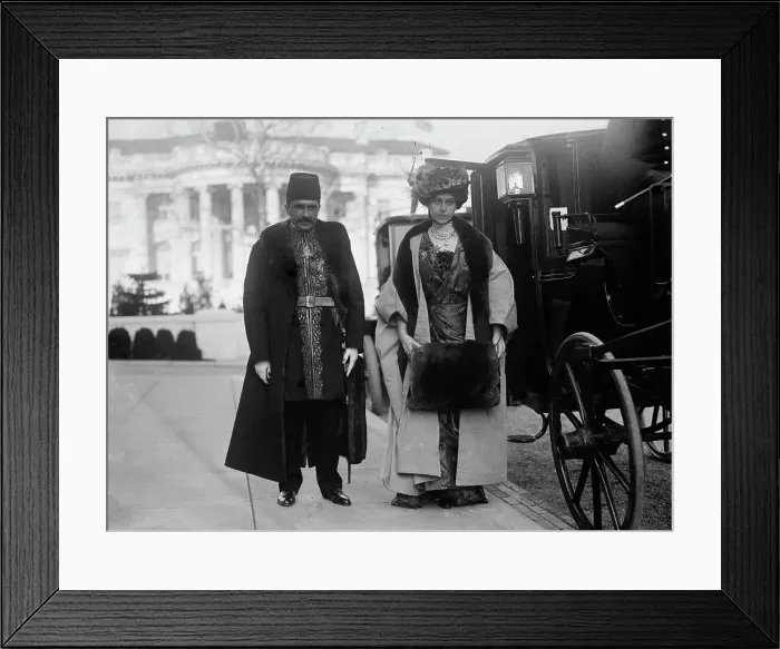 Framed Print : Mirza Ali Kuli Khan & wife, 1913. Creator: Bain News Service Framed Print : Mirza Ali Kuli Khan & wife, 1913. Creator: Bain News Service