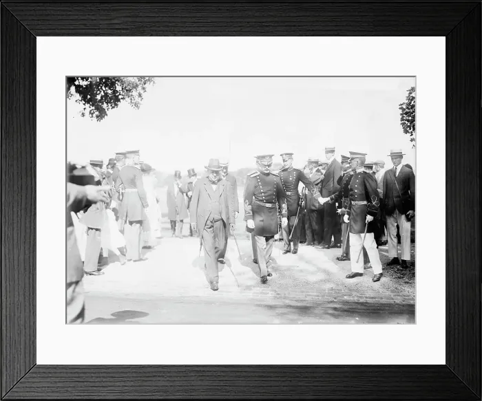 Framed Print : Haldane leaving reviewing grounds, West Point - Gen. C.P. Townsley, Capt. E.R. Householder... 1913. Creator: Bain News Service Framed Print : Haldane leaving reviewing grounds, West Point - Gen. C.P. Townsley, Capt. E.R. Householder... 1913. Creator: Bain News Service