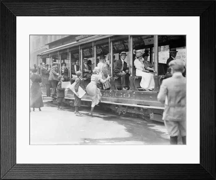 Framed Print : Entering street car ?, between c1910 and c1915. Creator: Bain News Service Framed Print : Entering street car ?, between c1910 and c1915. Creator: Bain News Service