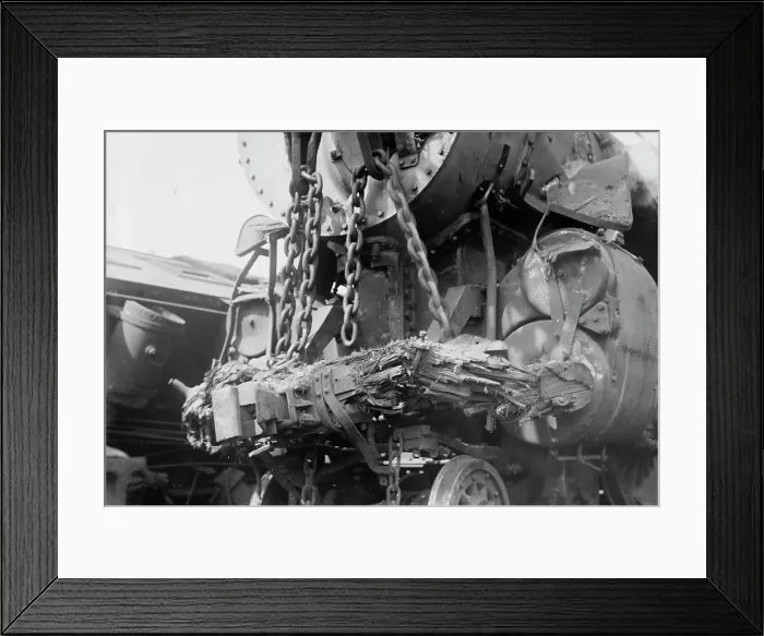 Framed Print : Engine which wrecked Bar Harbor Express, 1913. Creator: Bain News Service Framed Print : Engine which wrecked Bar Harbor Express, 1913. Creator: Bain News Service