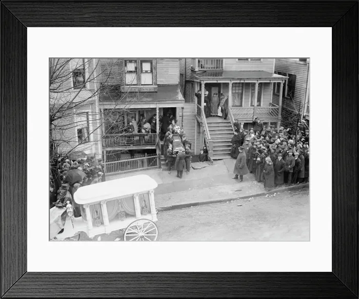 Framed Print : Body of Dago Frank being carried to hearse, 1914. Creator: Bain News Service Framed Print : Body of Dago Frank being carried to hearse, 1914. Creator: Bain News Service