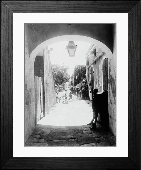Framed Print : Street in Charlotte Amalie, St. Thomas, between c1915 and c1920. Creator: Bain News Service Framed Print : Street in Charlotte Amalie, St. Thomas, between c1915 and c1920. Creator: Bain News Service