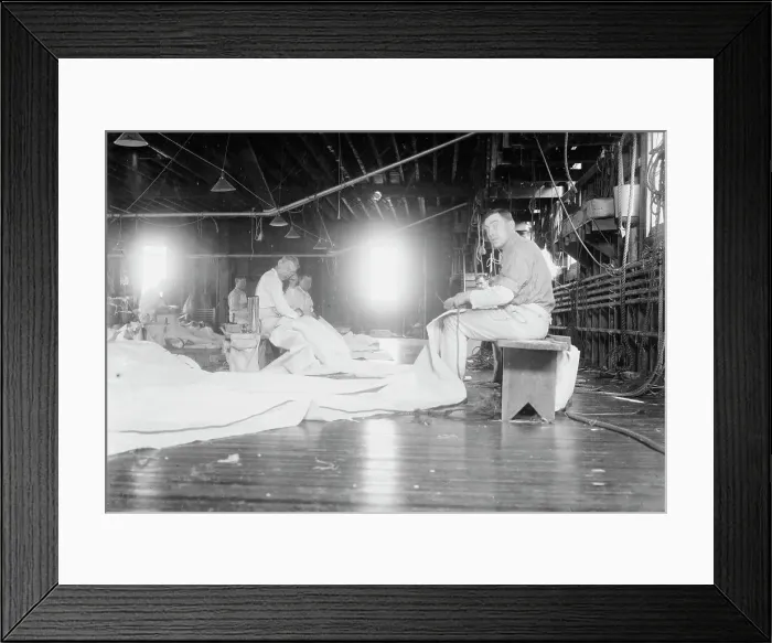 Framed Print : Making sails at Ratsey's, between c1910 and c1915. Creator: Bain News Service Framed Print : Making sails at Ratsey's, between c1910 and c1915. Creator: Bain News Service
