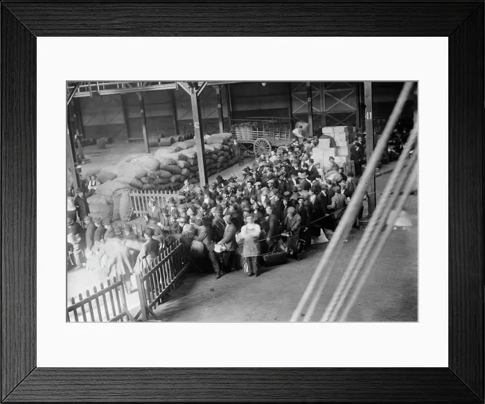 Framed Print : Greeks boarding Madonna, 1912. Creator: Bain News Service Framed Print : Greeks boarding Madonna, 1912. Creator: Bain News Service