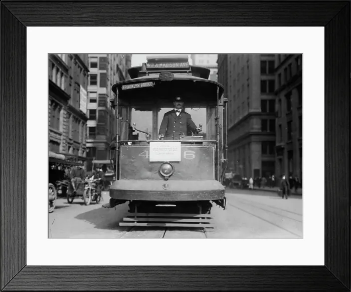 Framed Print : Clean Up day -- street car -- 4th and Madison Ave. 1914. Creator: Bain News Service Framed Print : Clean Up day -- street car -- 4th and Madison Ave. 1914. Creator: Bain News Service