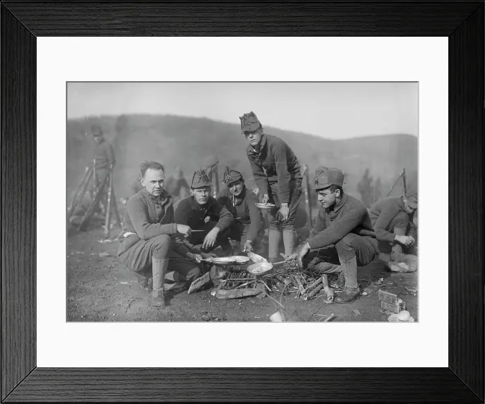 Framed Print : N.Y. Nat'l Guard, Camp Fire, between c1910 and c1915. Creator: Bain News Service Framed Print : N.Y. Nat'l Guard, Camp Fire, between c1910 and c1915. Creator: Bain News Service