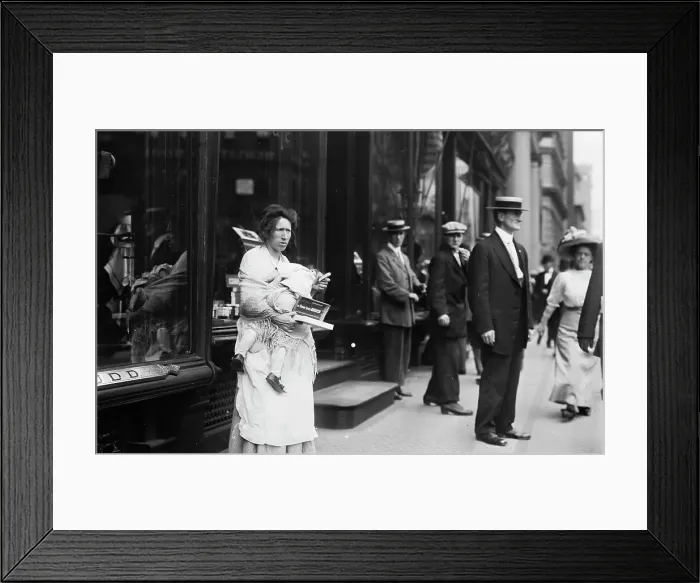 Framed Print : Beggar - Peddler on Broadway, 1911. Creator: Bain News Service Framed Print : Beggar - Peddler on Broadway, 1911. Creator: Bain News Service