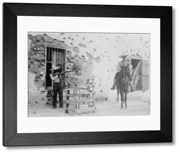 Framed Print : Juarez, Adobe house riddled, between c1910 and c1915. Creator: Bain News Service Framed Print : Juarez, Adobe house riddled, between c1910 and c1915. Creator: Bain News Service