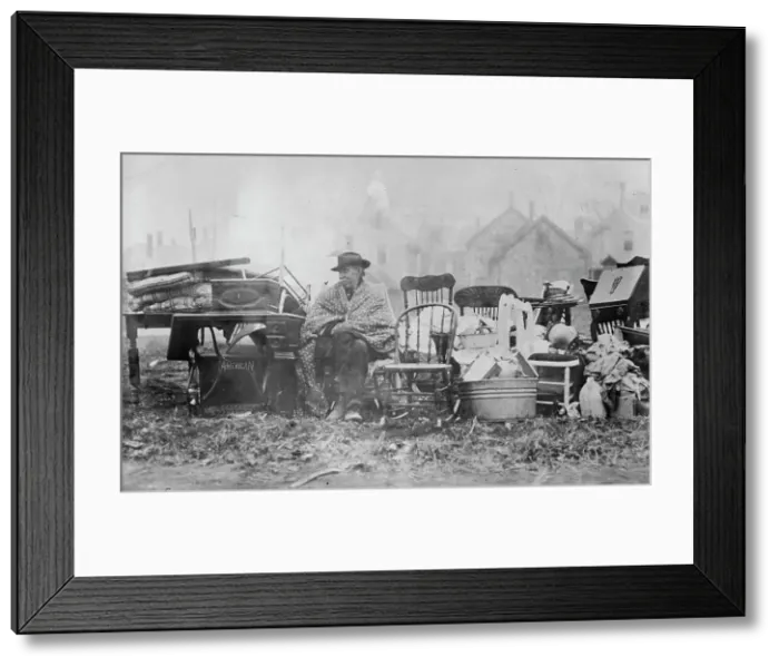 Framed Print : Made homeless by Bangor fire, 1911. Creator: Bain News Service Framed Print : Made homeless by Bangor fire, 1911. Creator: Bain News Service
