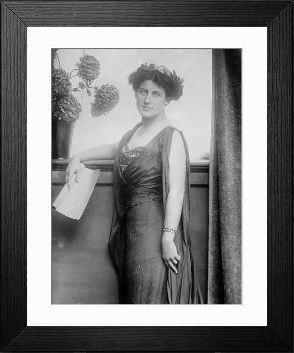 Framed Print : Mrs. Inez Milholland posing with scroll of paper, 1910. Creator: Bain News Service Framed Print : Mrs. Inez Milholland posing with scroll of paper, 1910. Creator: Bain News Service
