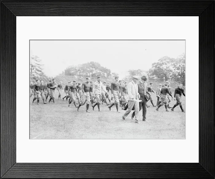 Framed Print : Yale Squad coming on field, Bomeisler, Spalding, Mack, Dr. Bull, between c1910 and c1915. Creator: Bain News Service Framed Print : Yale Squad coming on field, Bomeisler, Spalding, Mack, Dr. Bull, between c1910 and c1915. Creator: Bain News Service