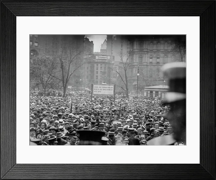 Framed Print : Crowd at Gaynor notification, 1913. Creator: Bain News Service Framed Print : Crowd at Gaynor notification, 1913. Creator: Bain News Service