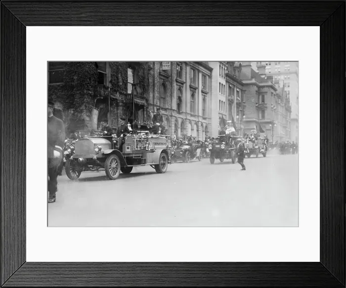 Framed Print : Fire parade, 1913. Creator: Bain News Service Framed Print : Fire parade, 1913. Creator: Bain News Service