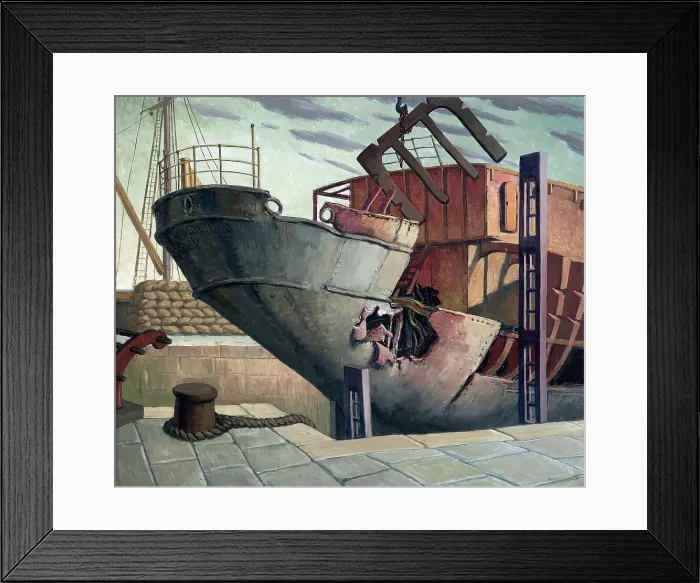Framed Print : The British Chancellor in dry dock, Falmouth, Oct. 1940, 1940-1943. Creator: Harry Morley Framed Print : The British Chancellor in dry dock, Falmouth, Oct. 1940, 1940-1943. Creator: Harry Morley