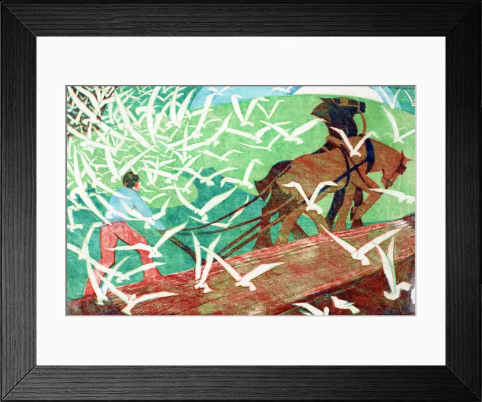 Framed Print : Birds following a plough, 1933. Creator: Ethel Louise Spowers Framed Print : Birds following a plough, 1933. Creator: Ethel Louise Spowers
