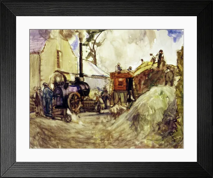 Framed Print : Threshing in the Cotswolds, c1909. Creator: Frances Hodgkins Framed Print : Threshing in the Cotswolds, c1909. Creator: Frances Hodgkins