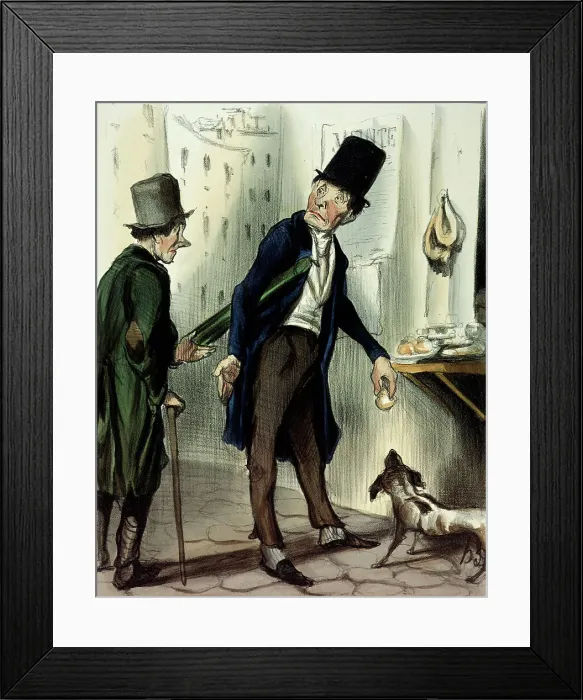 Framed Print : La journée du célibataire (A day in the life of a bachelor) Plate 9. Deux heures (2 pm), 1839. Creator: Honore Daumier Framed Print : La journée du célibataire (A day in the life of a bachelor) Plate 9. Deux heures (2 pm), 1839. Creator: Honore Daumier