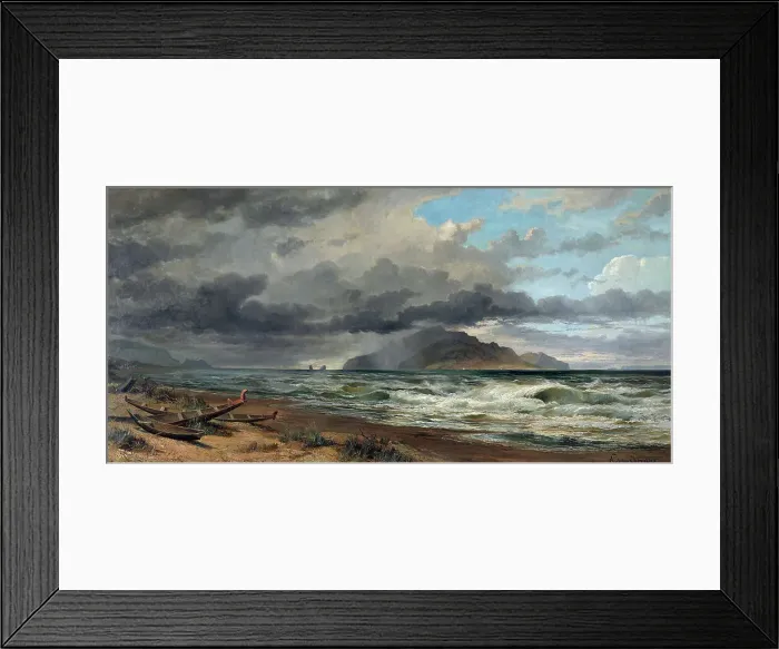 Framed Print : Cook Strait, New Zealand, c1884. Creator: Nicholas Chevalier Framed Print : Cook Strait, New Zealand, c1884. Creator: Nicholas Chevalier