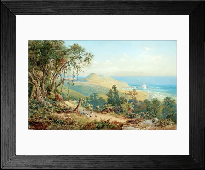 Framed Print : Sandfly Bay, Otago, c1879. Creator: Nicholas Chevalier Framed Print : Sandfly Bay, Otago, c1879. Creator: Nicholas Chevalier