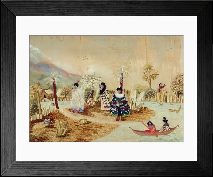 Framed Print : Embroidery, Wanganui River, 1891. Creator: Maud Mary Ann Brown Framed Print : Embroidery, Wanganui River, 1891. Creator: Maud Mary Ann Brown