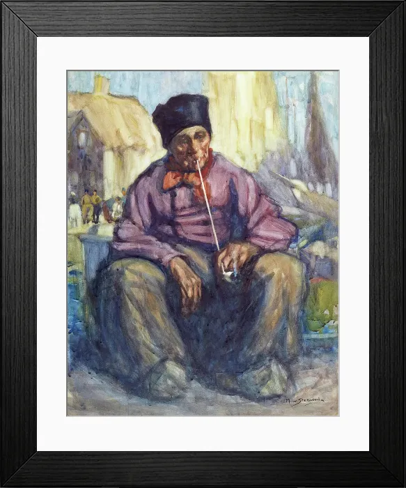 Framed Print : The old Dutchman with clay pipe, 1913. Creator: Maud Winifred Sherwood Framed Print : The old Dutchman with clay pipe, 1913. Creator: Maud Winifred Sherwood