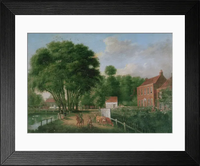 Framed Print : A landscape and figures, 1790. Creator: John Greenwood Framed Print : A landscape and figures, 1790. Creator: John Greenwood