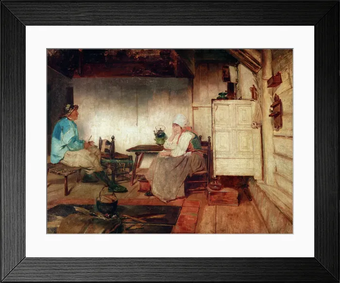 Framed Print : Interior of a Marken fisherman's cottage, c1871. Creator: Petrus van der Velden Framed Print : Interior of a Marken fisherman's cottage, c1871. Creator: Petrus van der Velden