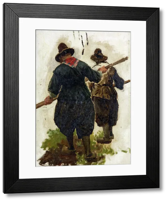 Framed Print : Two Marken bargemen, c1873. Creator: Petrus van der Velden Framed Print : Two Marken bargemen, c1873. Creator: Petrus van der Velden