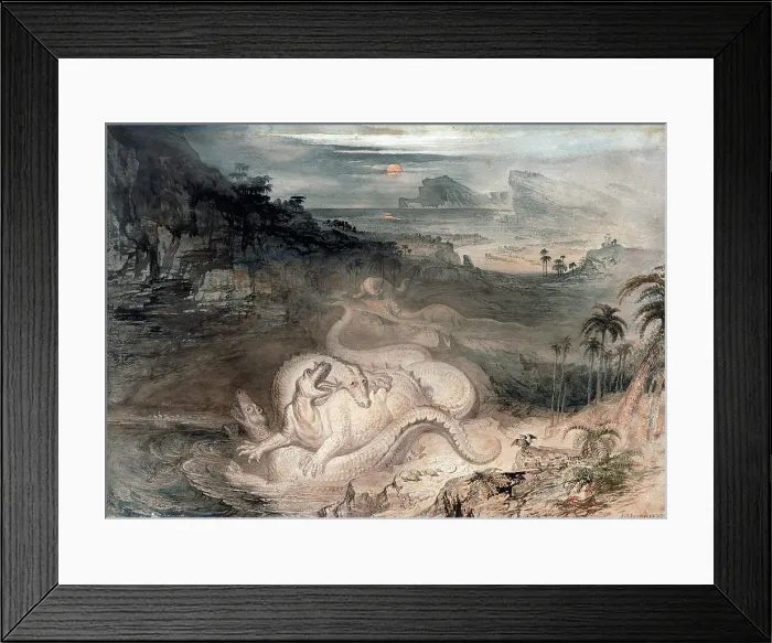 Framed Print : The country of the Iguanodon, 1837. Creator: John Martin Framed Print : The country of the Iguanodon, 1837. Creator: John Martin