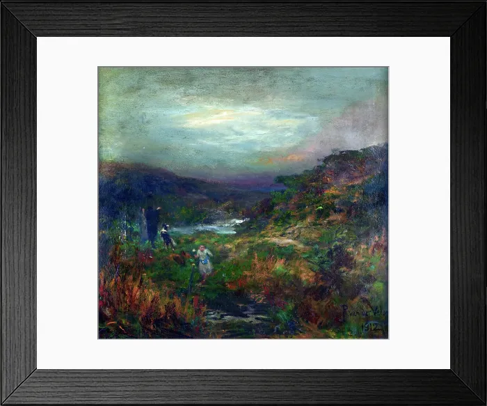 Framed Print : Landscape with figures, 1912. Creator: Petrus van der Velden Framed Print : Landscape with figures, 1912. Creator: Petrus van der Velden