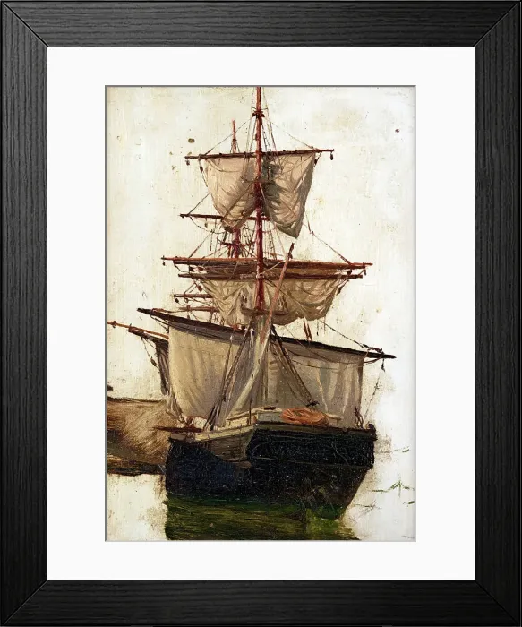 Framed Print : Sketch of a sailing ship no. 1, c1867-70. Creator: Petrus van der Velden Framed Print : Sketch of a sailing ship no. 1, c1867-70. Creator: Petrus van der Velden
