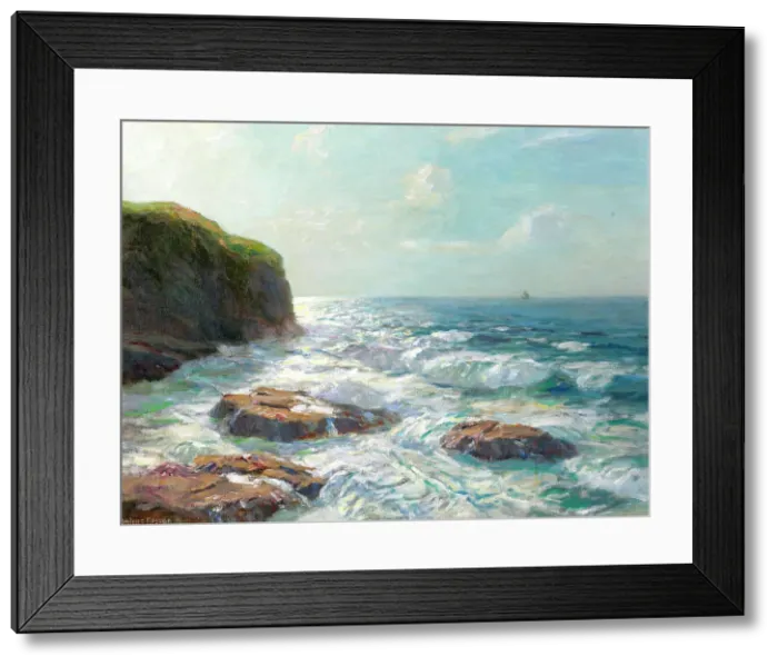 Framed Print : Silver sea, Irish coast, (c1910s). Creator: Julius Olsson Framed Print : Silver sea, Irish coast, (c1910s). Creator: Julius Olsson