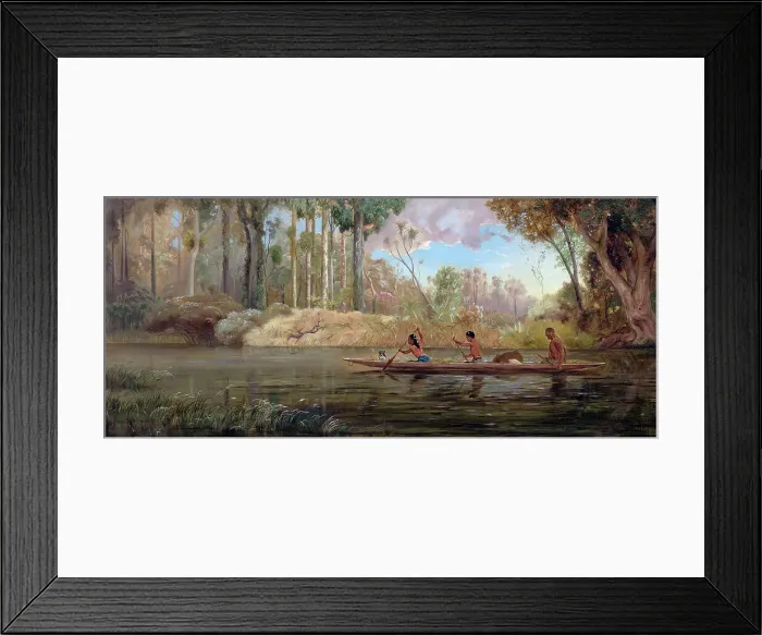 Framed Print : Early Spring; or A Narrow of the Waikato River, 1881. Creator: Charles Henry Kennett Watkins Framed Print : Early Spring; or A Narrow of the Waikato River, 1881. Creator: Charles Henry Kennett Watkins