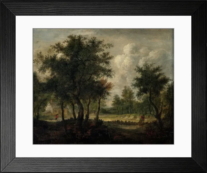 Framed Print : Landscape with figures, (c1670). Creator: Meindert Hobbema Framed Print : Landscape with figures, (c1670). Creator: Meindert Hobbema