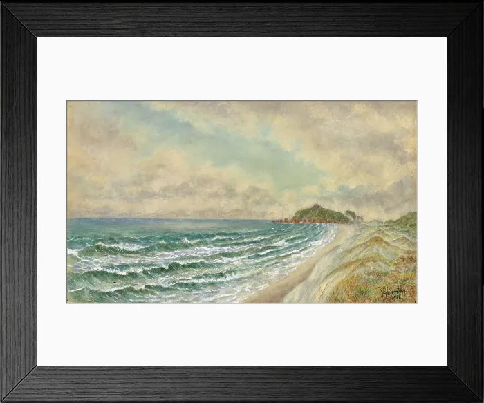 Framed Print : Nine mile beach looking North from Totara, 1928. Creator: William Francis Herring Framed Print : Nine mile beach looking North from Totara, 1928. Creator: William Francis Herring