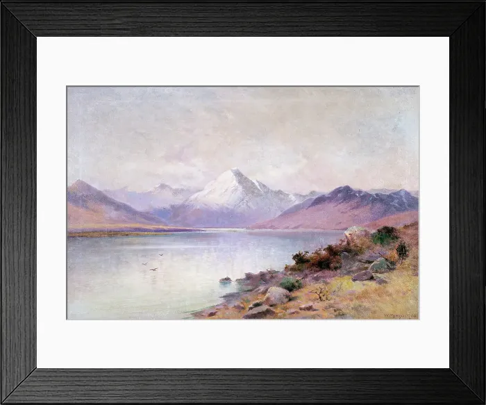 Framed Print : Lake and mountain, (1910s?). Creator: William Menzies Gibb Framed Print : Lake and mountain, (1910s?). Creator: William Menzies Gibb