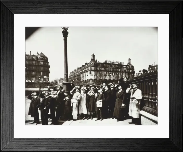 Framed Print : Group watching the eclipse, Paris 1912, 1912. Creator: Eugene Atget Framed Print : Group watching the eclipse, Paris 1912, 1912. Creator: Eugene Atget
