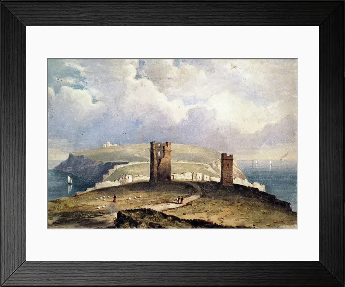 Framed Print : Coastal scene with ruins, 19th century. Creator: William Wyld Framed Print : Coastal scene with ruins, 19th century. Creator: William Wyld