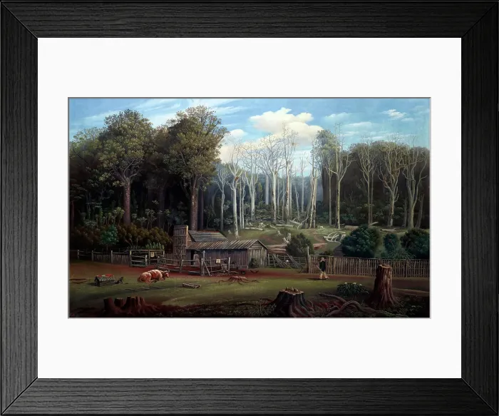 Framed Print : A Bush Settler's Home in New Zealand, 1884. Creator: Samuel Stuart Framed Print : A Bush Settler's Home in New Zealand, 1884. Creator: Samuel Stuart