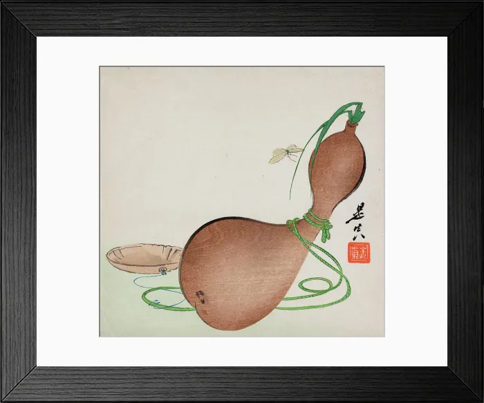 Framed Print : Gourd, butterfly and basket, (c1850s). Creator: Shibata Zeshin Framed Print : Gourd, butterfly and basket, (c1850s). Creator: Shibata Zeshin