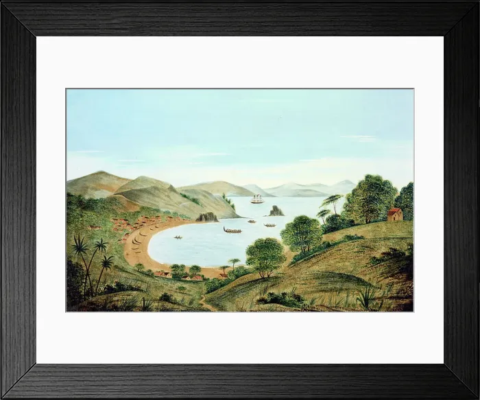 Framed Print : Kororareka Beach, Bay of Islands, New Zealand, c1856. Creator: Thomas Gardiner Framed Print : Kororareka Beach, Bay of Islands, New Zealand, c1856. Creator: Thomas Gardiner