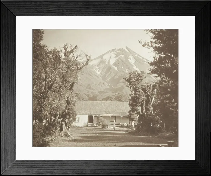 Framed Print : Mt Egmont from Dawson's Falls house. From the album: Record Pictures of New Zealand, 1920s. Creator: Harry Moult Framed Print : Mt Egmont from Dawson's Falls house. From the album: Record Pictures of New Zealand, 1920s. Creator: Harry Moult